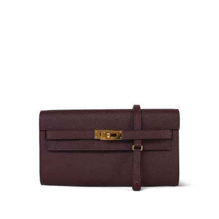 Kelly Wallet To Go Bordeaux Epsom Gold Plated U Stamp