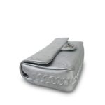 Silver Metallic Lambskin Chanel Symbol Embossed Rectangular Single Flap Ruthenium Hardware - Image 13