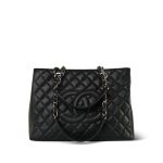 Black Caviar Quilted Grand Shopping Tote (GST) Silver Hardware - Image 2