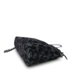 24K Black Floral Denim Quilted Clutch On Chain Silver Hardware - Image 9