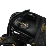 10B Black Calfskin Quilted Velcro Strap Sandals Size 34.5 - Image 2