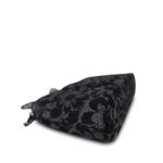 24K Black Floral Denim Quilted Clutch On Chain Silver Hardware - Image 8