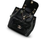 24P Black Lambskin Leather Duma Backpack Small Light Gold Hardware - Image 13