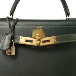 Kelly 28 Vert Fonce Box Calfskin Gold Plated (W) Stamp - Image 5