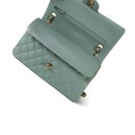 22C Green Caviar Quilted Classic Flap Medium Light Gold Hardware - Image 15