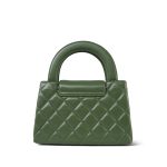 25A Khaki Green Lambskin Quilted Nano Kelly Shopper Aged Gold Hardware - Image 3