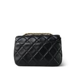 24B Black Lambskin Quilted CC Flap Bag Mini Aged Gold Hardware - Image 15