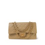 Beige Lambskin Quilted Medium Classic Flap GHW