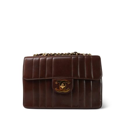Brown Mademoiselle Lambskin Vertical Flap Jumbo GHW