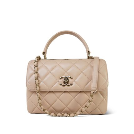 Beige Lambskin Quilted Small Trendy CC Light Gold Hardware