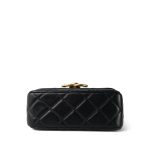 24B Black Lambskin Quilted CC Flap Bag Mini Aged Gold Hardware - Image 13