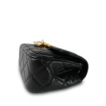 24B Black Lambskin Quilted CC Flap Bag Mini Aged Gold Hardware - Image 7