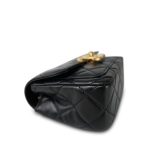 24B Black Lambskin Quilted CC Flap Bag Mini Aged Gold Hardware - Image 8