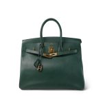 Birkin 35 Vert / Green Ardennes Gold Plated A Square Stamp - Image 8
