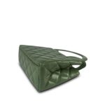 25A Khaki Green Lambskin Quilted Nano Kelly Shopper Aged Gold Hardware - Image 8
