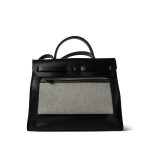 Herbag Zip PM 31 Black and Ecru Toile H Berline Vache Hunter Gold Plated B Stamp - Image 5