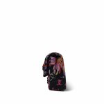 24S Black Multicolor Floral Fabric Quilted Single Flap Medium Light Gold Hardware - Image 2
