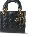 Mini Lady Dior Bag Black Lambskin Cannage Light Gold Hardware - Image 12