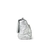 Metallic Silver Goatskin Quilted Medium/Large 19 Flap Mixed Hardware - Image 2
