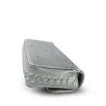 Silver Metallic Lambskin Chanel Symbol Embossed Rectangular Single Flap Ruthenium Hardware - Image 12