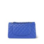 Blue Lambskin Quilted Medium Classic Flap Silver Hardware - Image 3