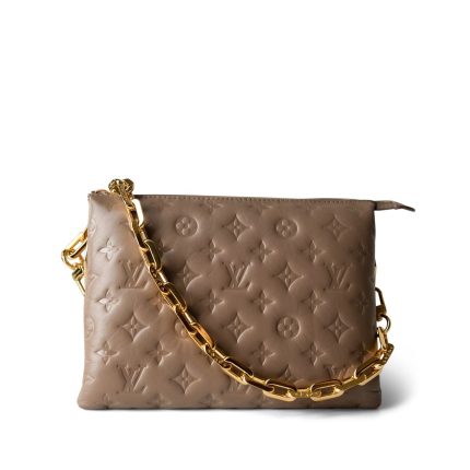 Louis Vuitton Lambskin Embossed Coussin PM Camel