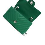 17S Green Chevron Caviar Quilted Mini Rectangular Flap Silver Hardware - Image 14