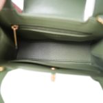 25A Khaki Green Lambskin Quilted Nano Kelly Shopper Aged Gold Hardware - Image 11