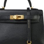 Mini Kelly 20 Noir Chèvre Gold Plated A Stamp - Image 17