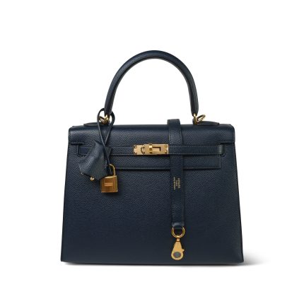 Kelly Sellier 25 Bleu Indigo Epsom Gold Plated Y Stamp