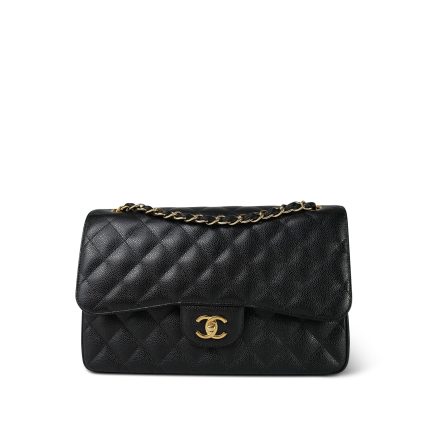 Black Jumbo Caviar Quilted Classic Flap GHW