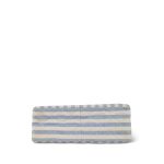 Blue White Striped Linen Quilted Medium XL Single Flap Gold Hardware - Image 7