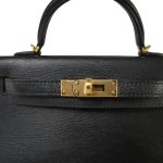 Mini Kelly 20 Noir Chèvre Gold Plated A Stamp - Image 18