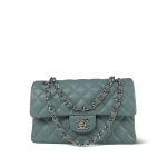 20B Blue Caviar Quilted Classic Flap Small Silver Hardware - Image 13