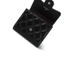 Black Lambskin Quilted Classic Small Flap Wallet Silver Hardware - Image 10