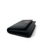24P Black Caviar Quilted Wallet on Chain CC Logo WOC Light Gold hardware - Image 9