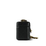 23A Black Lambskin Quilted Mini Vanity Case With Chain GHW - Image 4