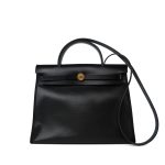 Herbag Zip PM 31 Black and Ecru Toile H Berline Vache Hunter Gold Plated B Stamp