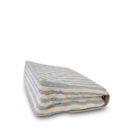 Blue White Striped Linen Quilted Medium XL Single Flap Gold Hardware - Image 11
