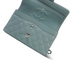 20B Blue Caviar Quilted Classic Flap Small Silver Hardware - Image 15