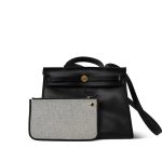 Herbag Zip PM 31 Black and Ecru Toile H Berline Vache Hunter Gold Plated B Stamp - Image 3