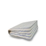 Blue White Striped Linen Quilted Medium XL Single Flap Gold Hardware - Image 12