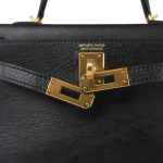 Mini Kelly 20 Noir Chèvre Gold Plated A Stamp - Image 20