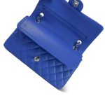 Blue Lambskin Quilted Medium Classic Flap Silver Hardware - Image 11