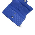 Blue Lambskin Quilted Medium Classic Flap Silver Hardware - Image 12