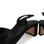 20P Black Lambskin Grosgrain Pearl Cap Toe CC Slingback Pumps Size 39.5 - Image 10
