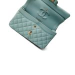 Tiffany Blue Caviar Quilted Classic Flap Small Light Gold Hardware - Image 11