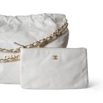 23C White Calfskin Quilted 22 Hobo Bag Small Aged Gold Hardware - Image 13