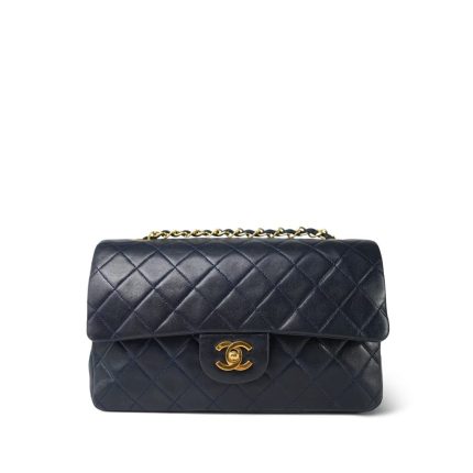 Navy Lambskin Quilted Classic Flap Medium GHW