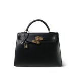 Kelly 32 Black Box Calfskin Gold Plated U Circle Stamp - Image 6